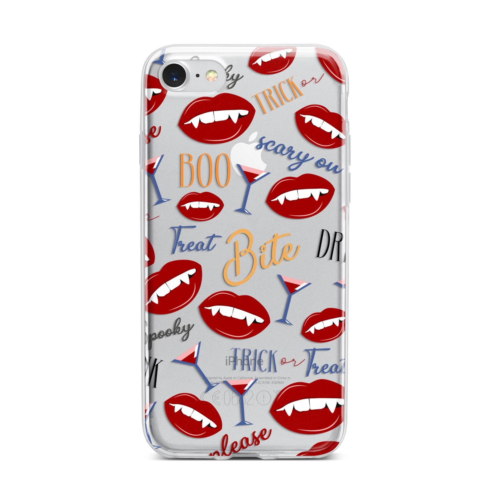 Vampire Illustrations and Catchphrases iPhone 7 Bumper Case on Silver iPhone