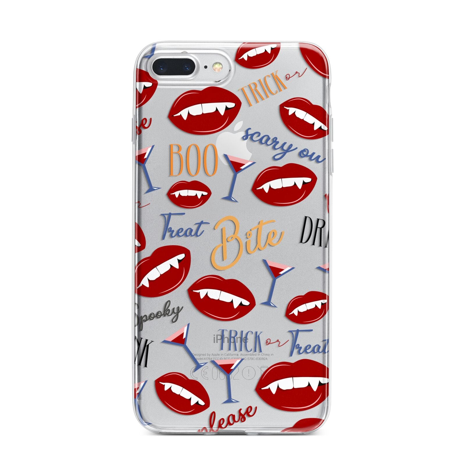 Vampire Illustrations and Catchphrases iPhone 7 Plus Bumper Case on Silver iPhone