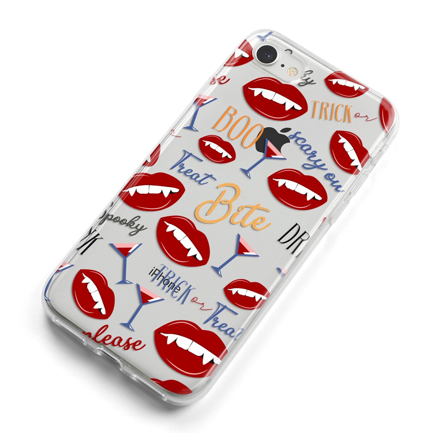 Vampire Illustrations and Catchphrases iPhone 8 Bumper Case on Silver iPhone Alternative Image