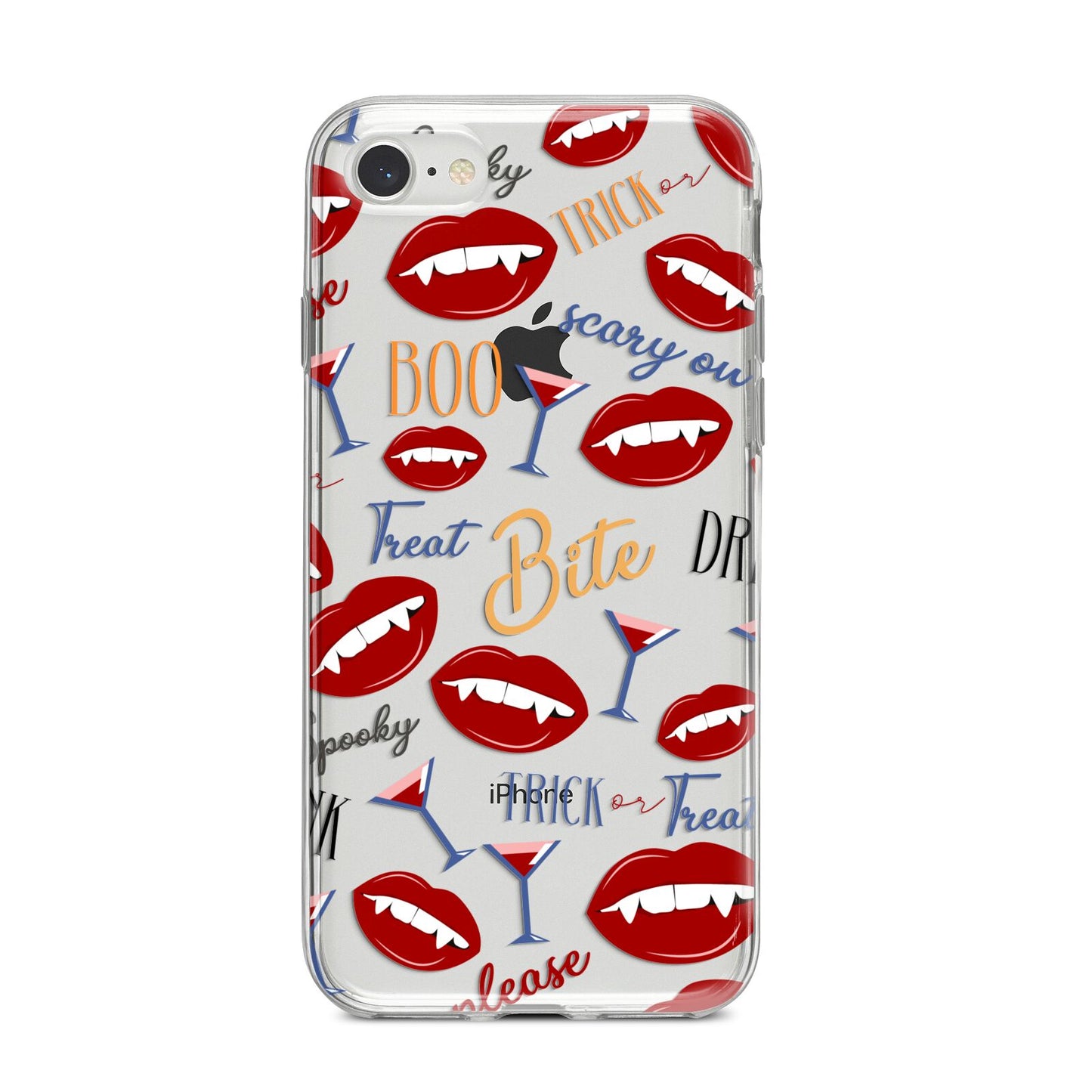 Vampire Illustrations and Catchphrases iPhone 8 Bumper Case on Silver iPhone