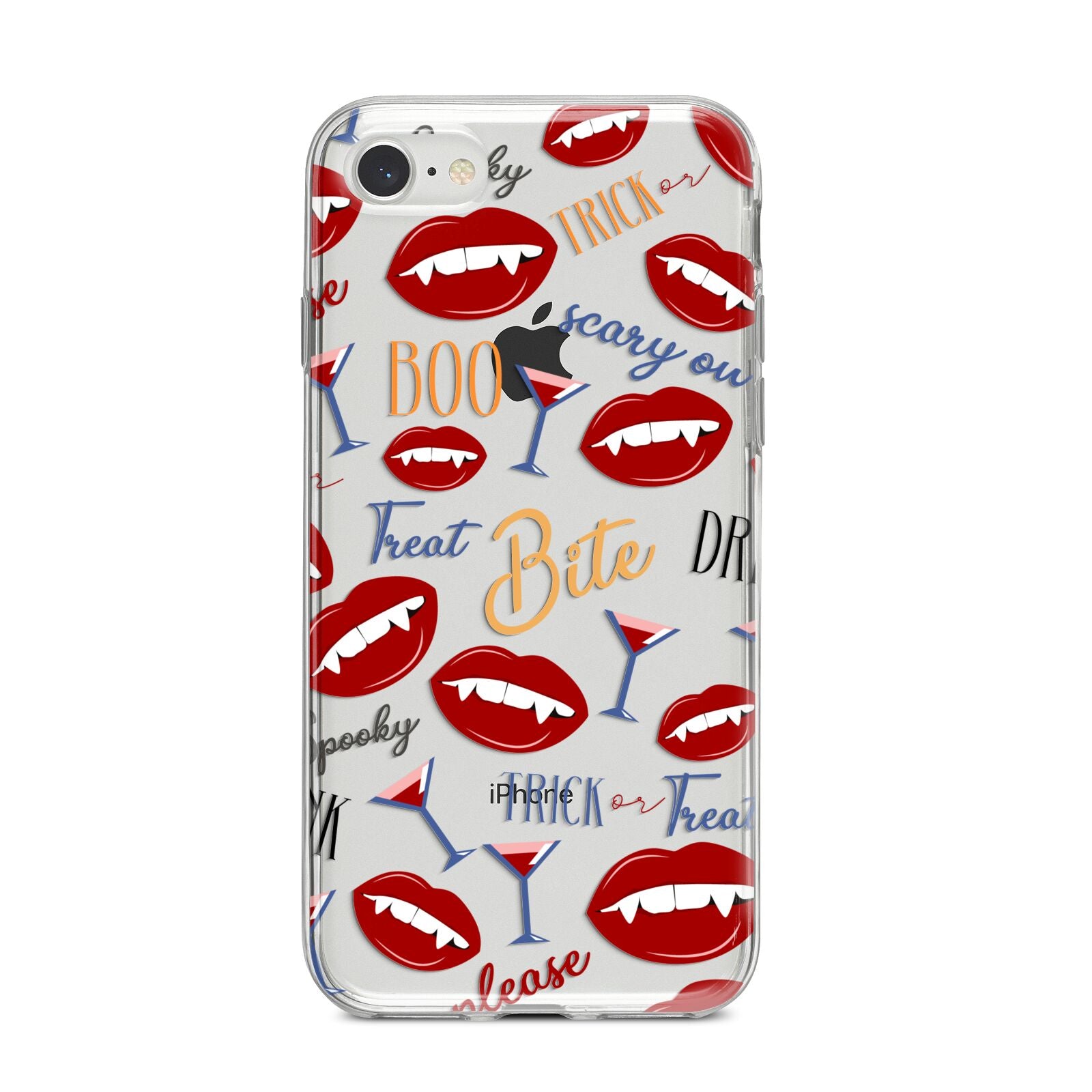 Vampire Illustrations and Catchphrases iPhone 8 Bumper Case on Silver iPhone