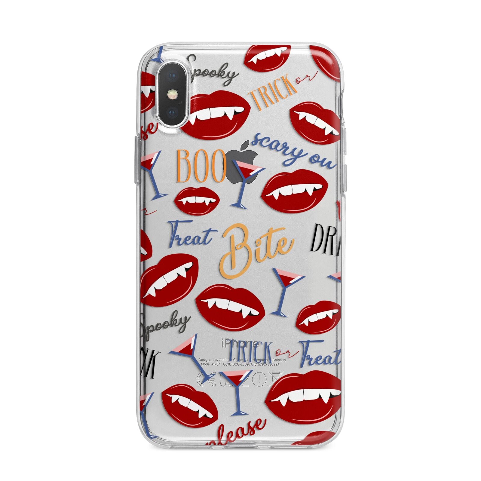 Vampire Illustrations and Catchphrases iPhone X Bumper Case on Silver iPhone Alternative Image 1