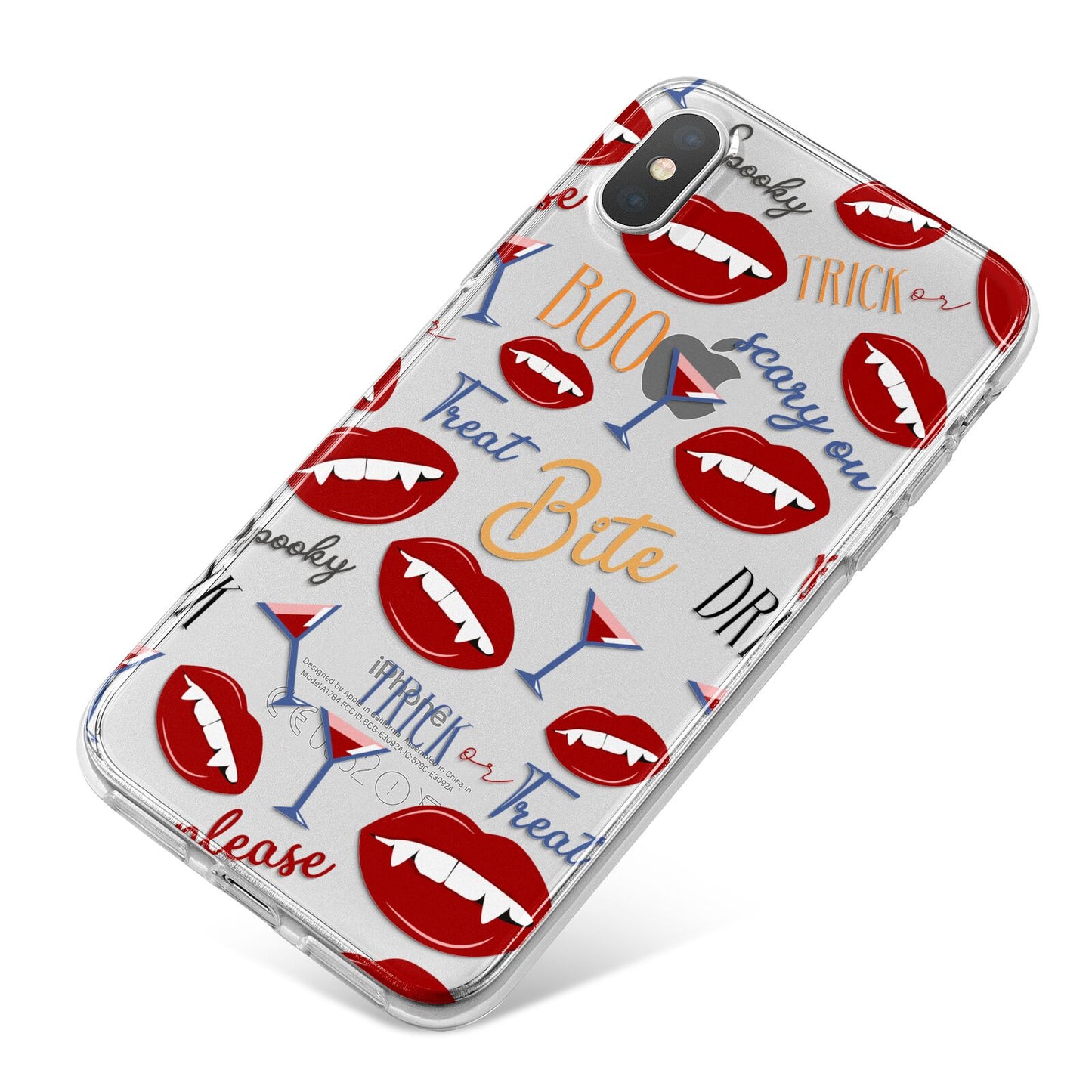 Vampire Illustrations and Catchphrases iPhone X Bumper Case on Silver iPhone