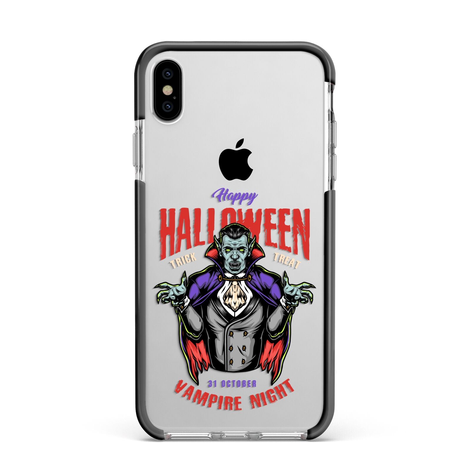 Vampire Night Apple iPhone Xs Max Impact Case Black Edge on Silver Phone