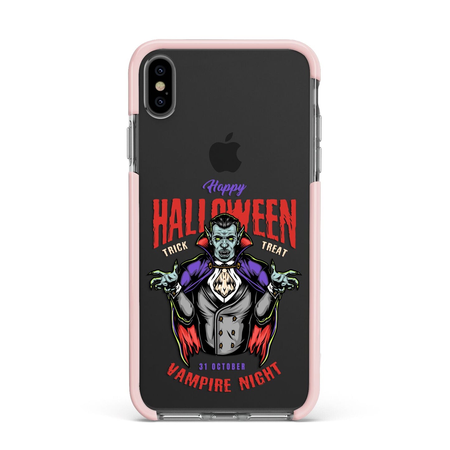 Vampire Night Apple iPhone Xs Max Impact Case Pink Edge on Black Phone