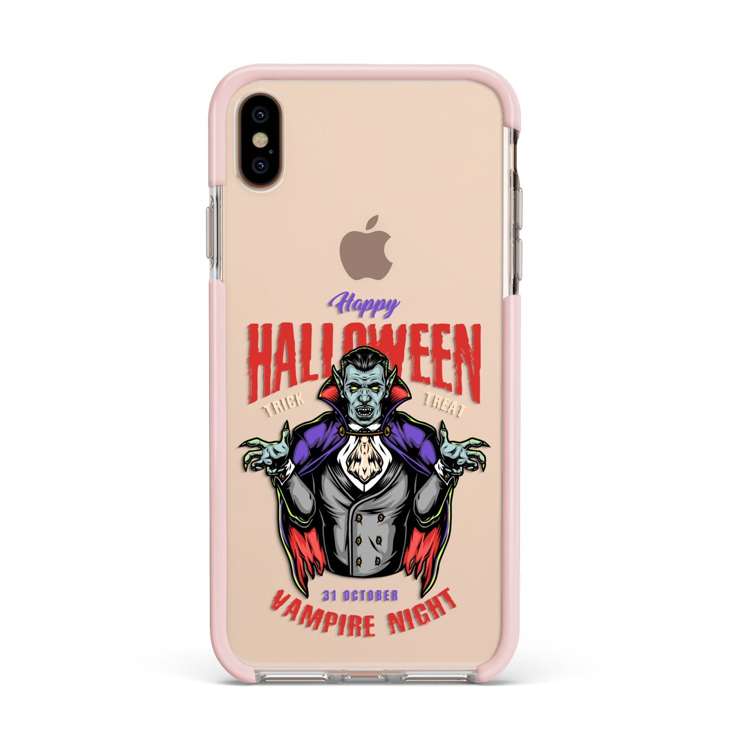 Vampire Night Apple iPhone Xs Max Impact Case Pink Edge on Gold Phone