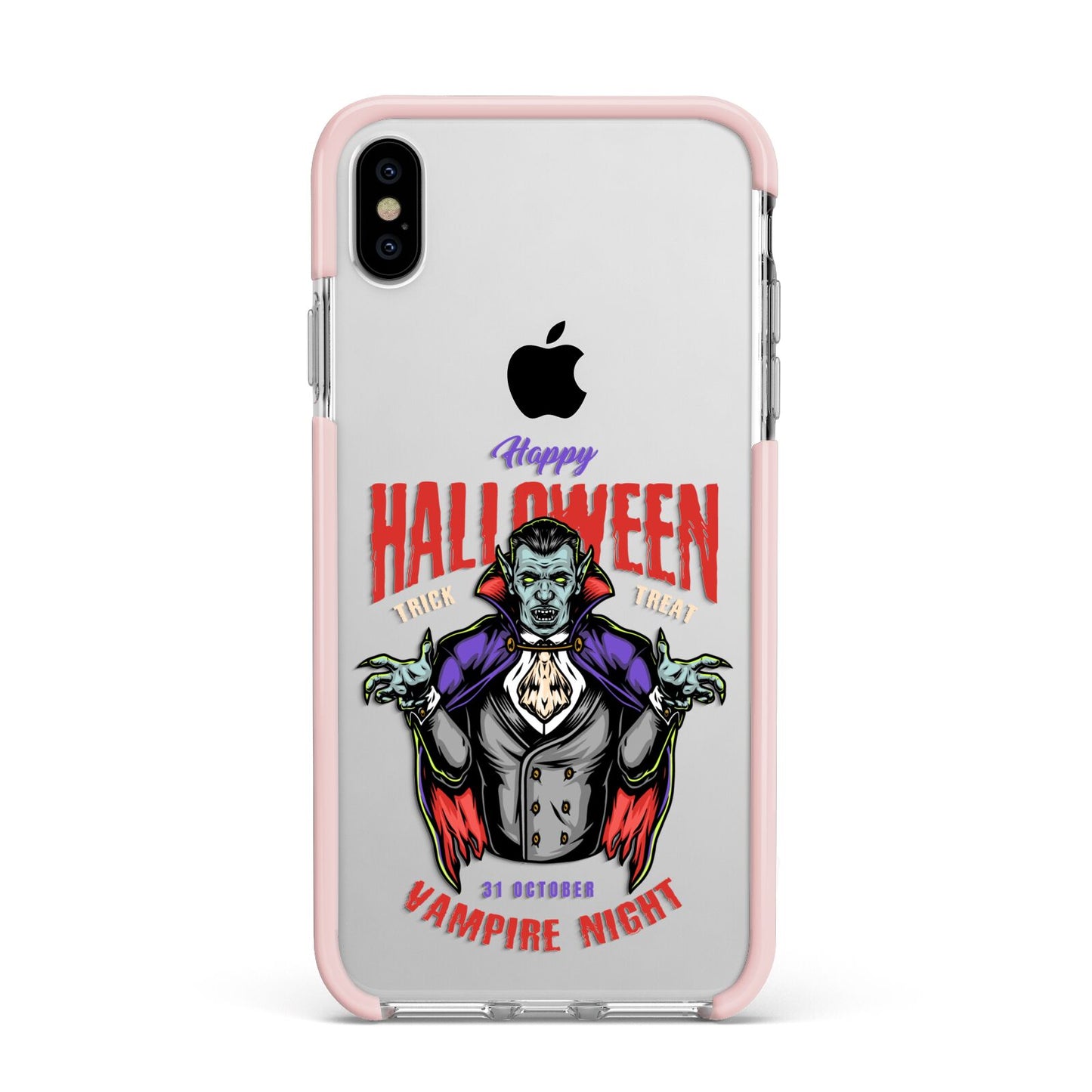 Vampire Night Apple iPhone Xs Max Impact Case Pink Edge on Silver Phone