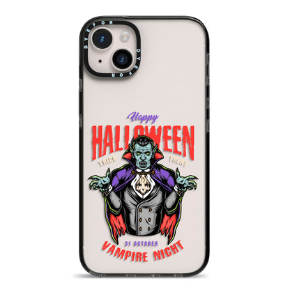 Vampire Night iPhone 14 Plus Black Impact Case on Silver phone