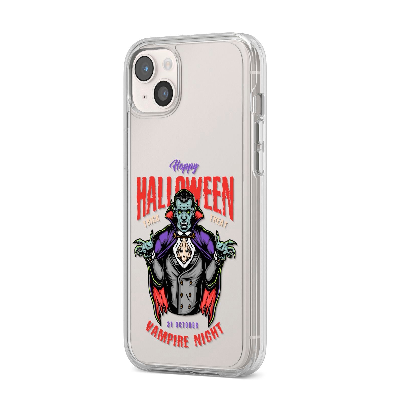Vampire Night iPhone 14 Plus Clear Tough Case Starlight Angled Image