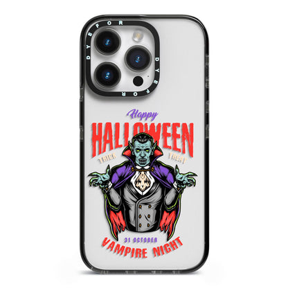 Vampire Night iPhone 14 Pro Black Impact Case on Silver phone