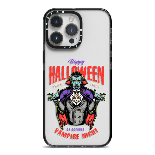 Vampire Night iPhone 14 Pro Max Black Impact Case on Silver phone