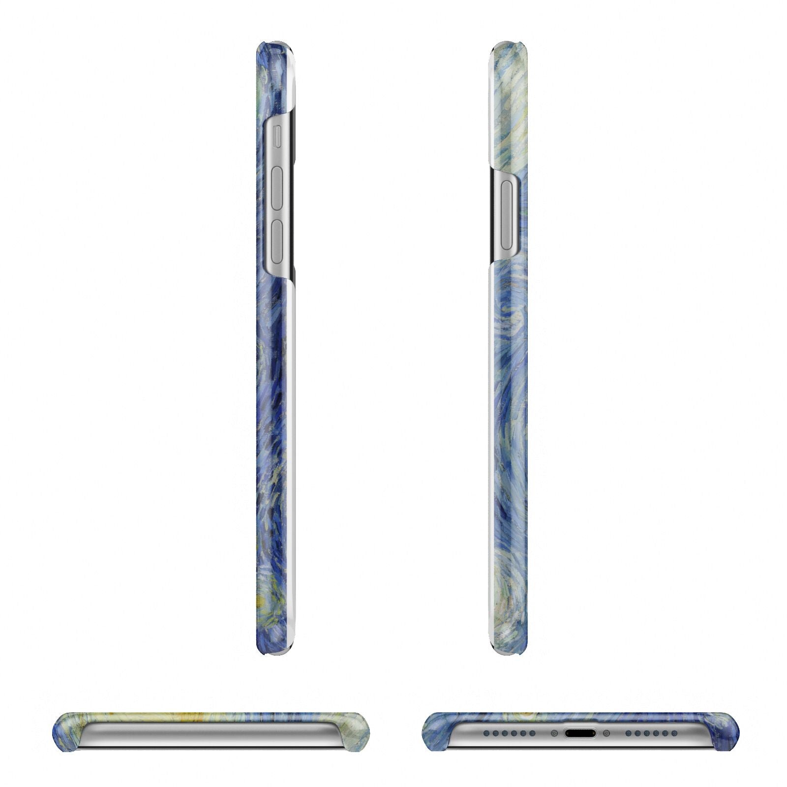 Van Gogh Starry Night Apple iPhone XR 3D Wrap Snap Case Angled Images on White Phone