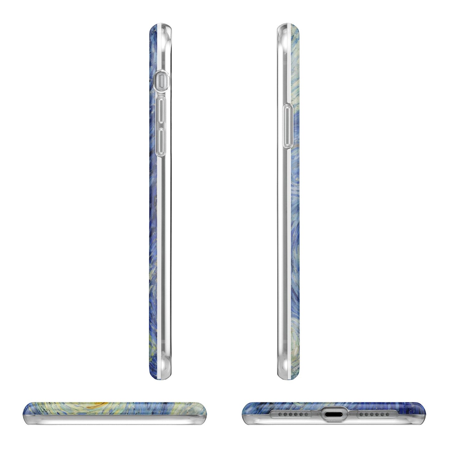 Van Gogh Starry Night Apple iPhone XR in White with 3D Wrap Tough Case Alternative Image Angles