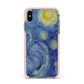 Van Gogh Starry Night Apple iPhone Xs Max Impact Case Pink Edge on Black Phone
