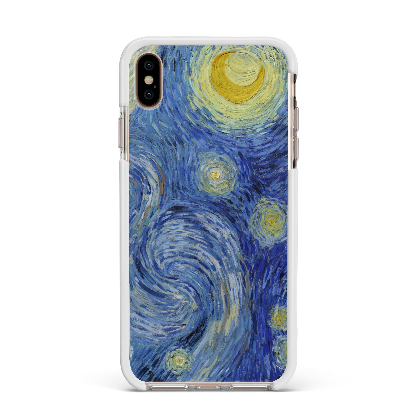 Van Gogh Starry Night Apple iPhone Xs Max Impact Case White Edge on Gold Phone