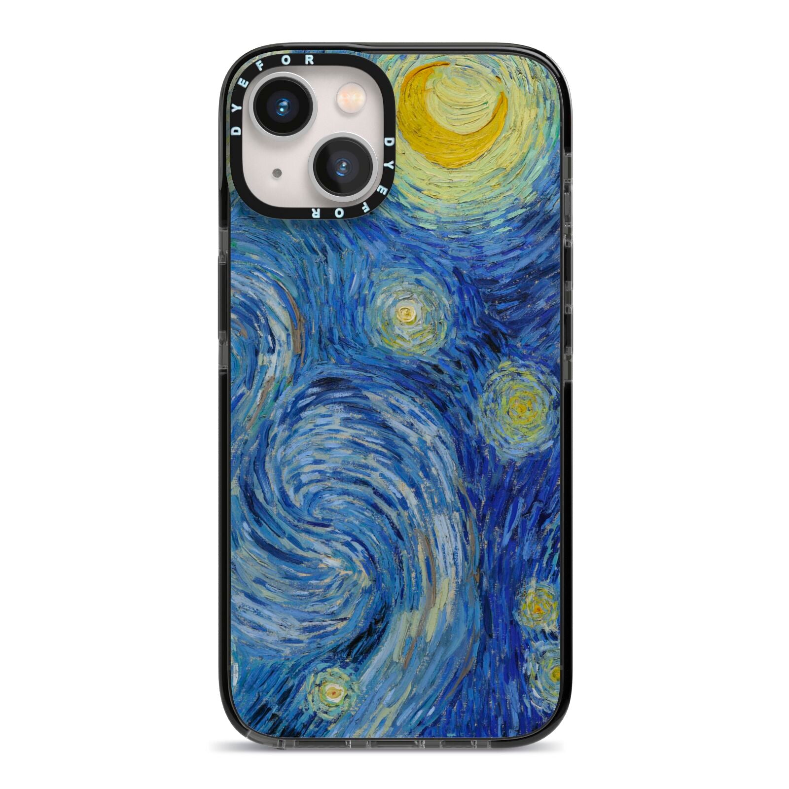 Van Gogh Starry Night iPhone 13 Black Impact Case on Silver phone