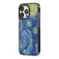 Van Gogh Starry Night iPhone 13 Pro Black Impact Case Side Angle on Silver phone