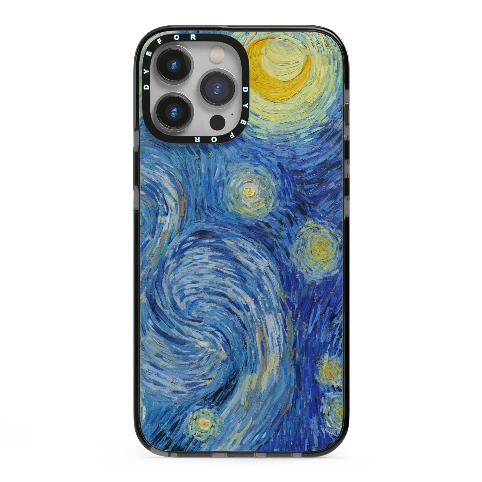 Van Gogh Starry Night iPhone 13 Pro Max Black Impact Case on Silver phone