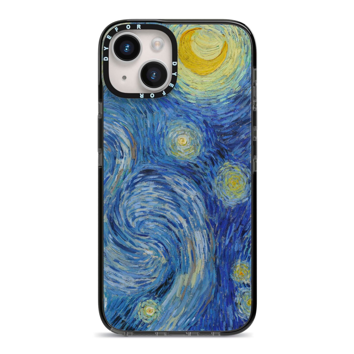 Van Gogh Starry Night iPhone 14 Black Impact Case on Silver phone