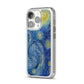 Van Gogh Starry Night iPhone 14 Pro Clear Tough Case Silver Angled Image