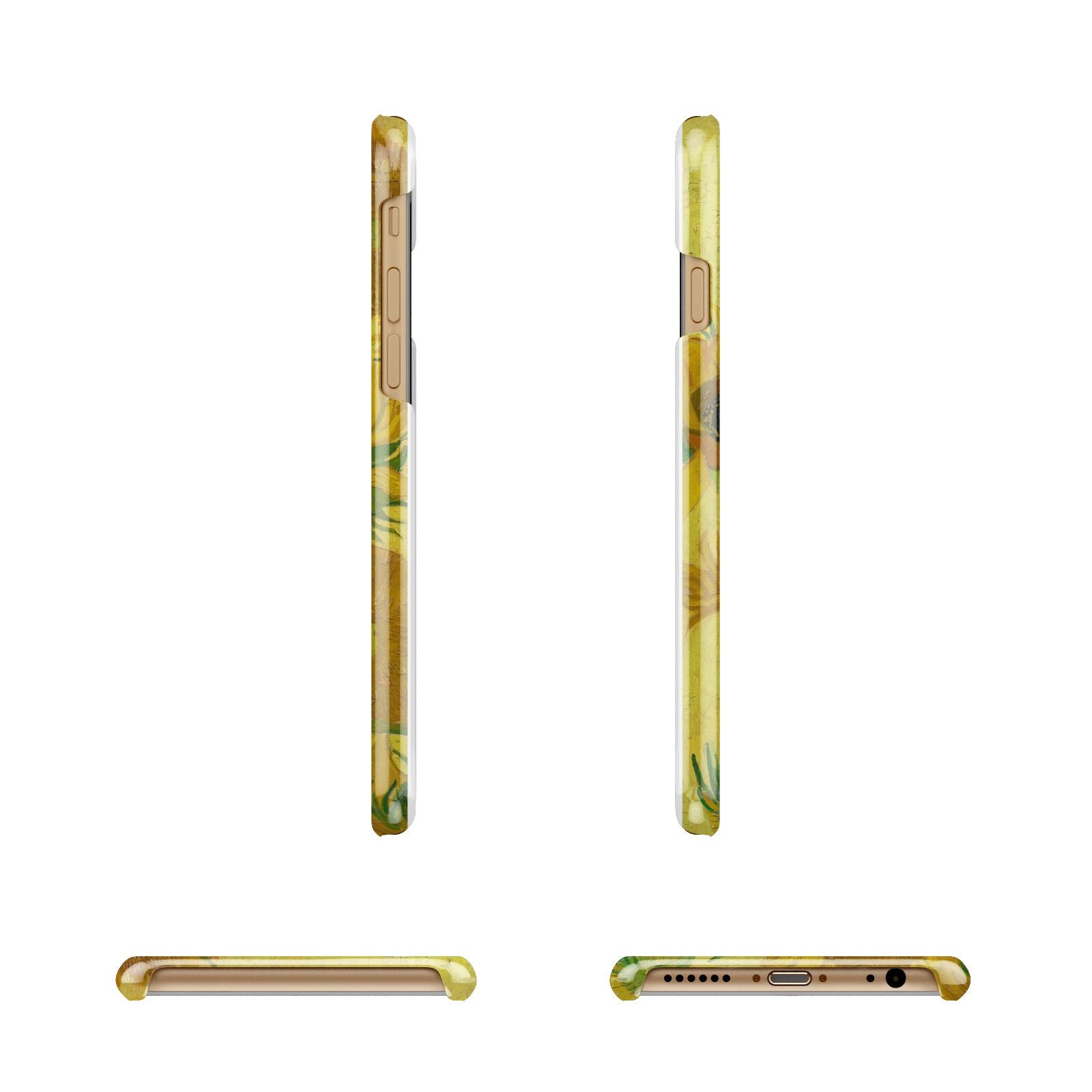 Van Gogh Sunflowers Apple iPhone 6 3D Wrap Snap Case Angled Images