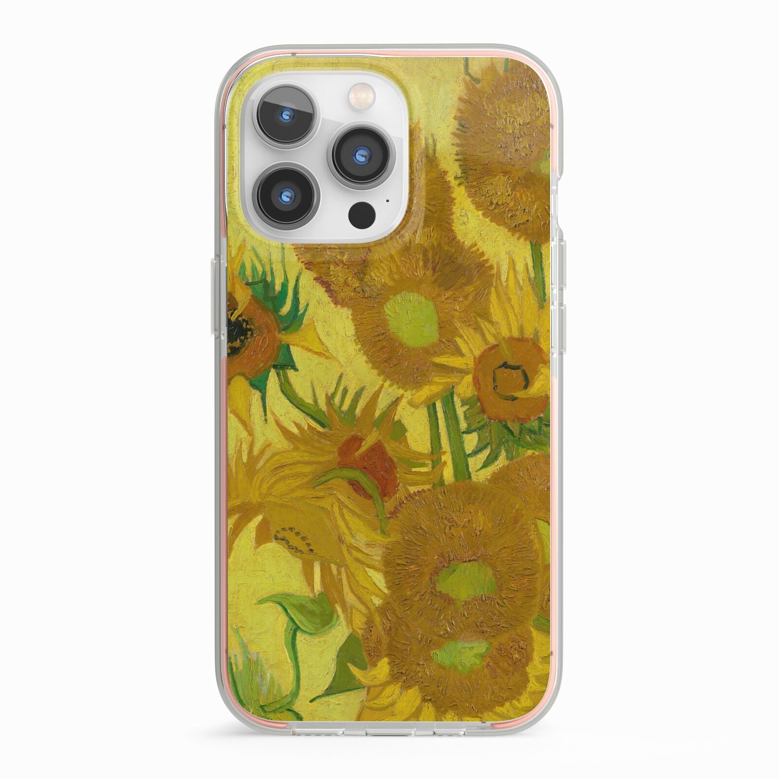 Van Gogh Sunflowers iPhone 13 Pro TPU Impact Case with Pink Edges