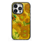 Van Gogh Sunflowers iPhone 14 Pro Black Impact Case on Silver phone