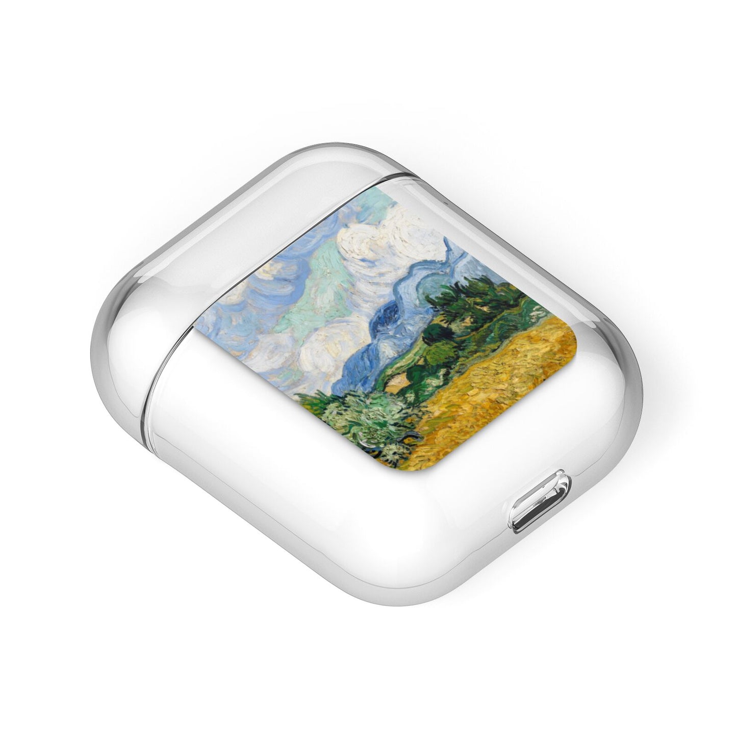 Van Gogh Wheat Field with Cypresses AirPods Case Laid Flat