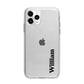 Vertical Name Apple iPhone 11 Pro Max in Silver with Bumper Case