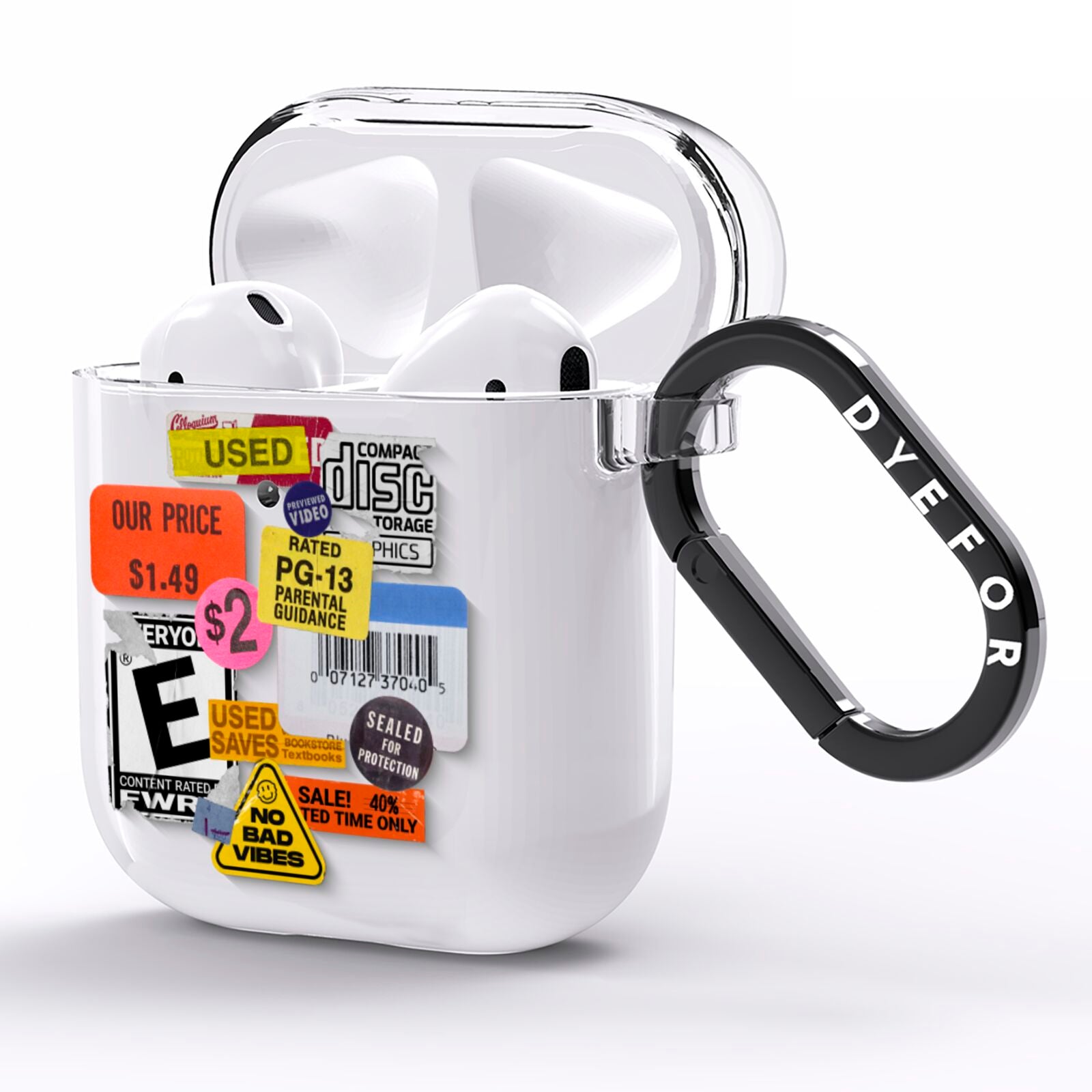 Vintage CD Stickers AirPods Clear Case Side Image