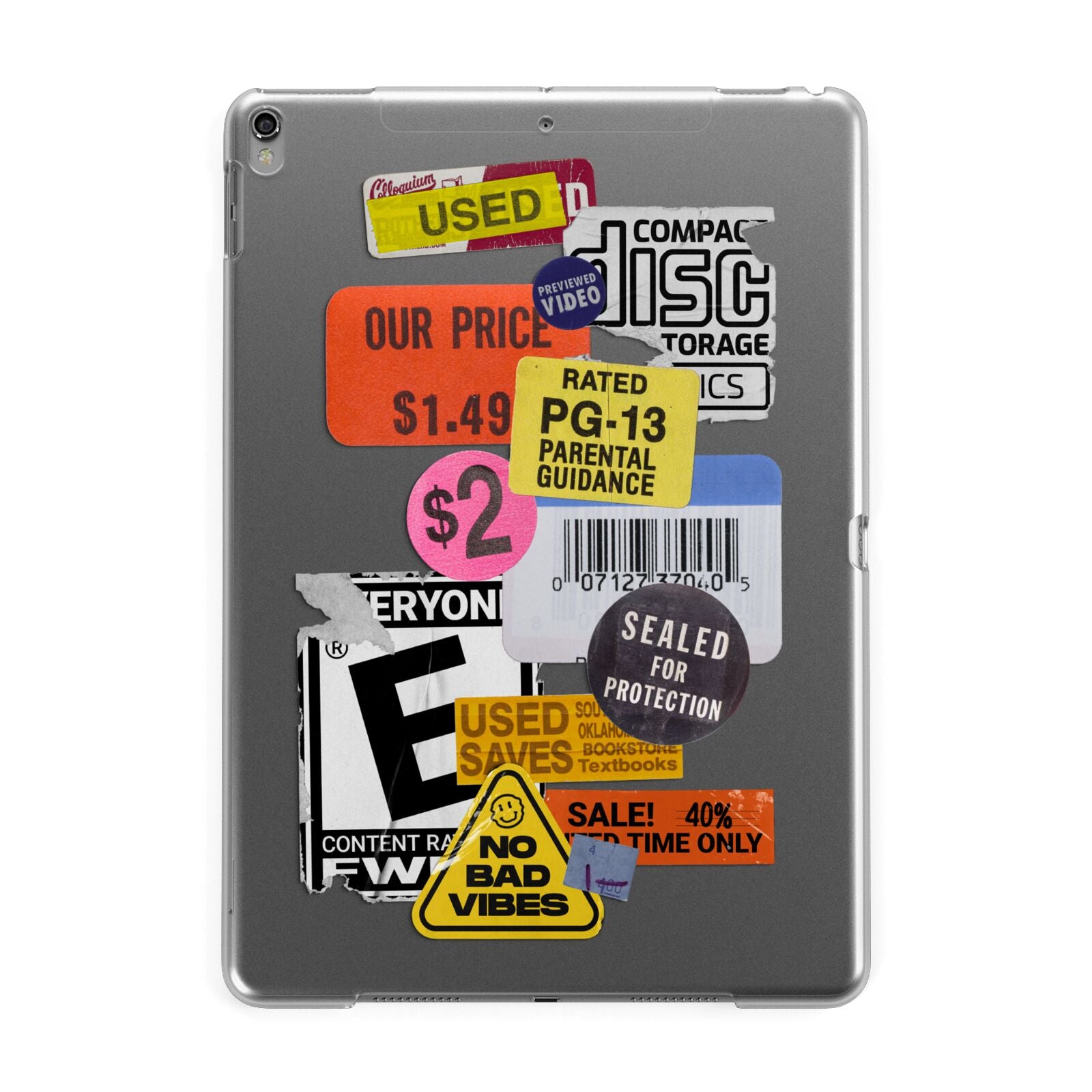 Vintage CD Stickers Apple iPad Grey Case