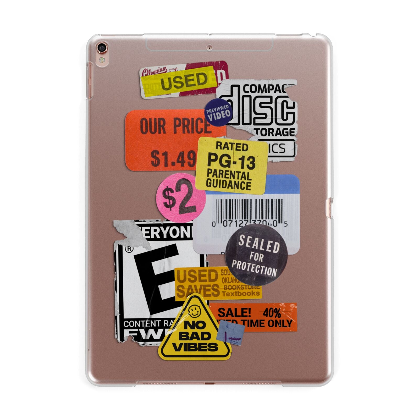 Vintage CD Stickers Apple iPad Rose Gold Case