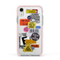 Vintage CD Stickers Apple iPhone XR Impact Case Pink Edge on Silver Phone