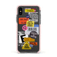 Vintage CD Stickers Apple iPhone Xs Impact Case Pink Edge on Black Phone