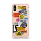 Vintage CD Stickers Apple iPhone Xs Impact Case Pink Edge on Gold Phone