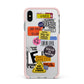 Vintage CD Stickers Apple iPhone Xs Max Impact Case Pink Edge on Silver Phone