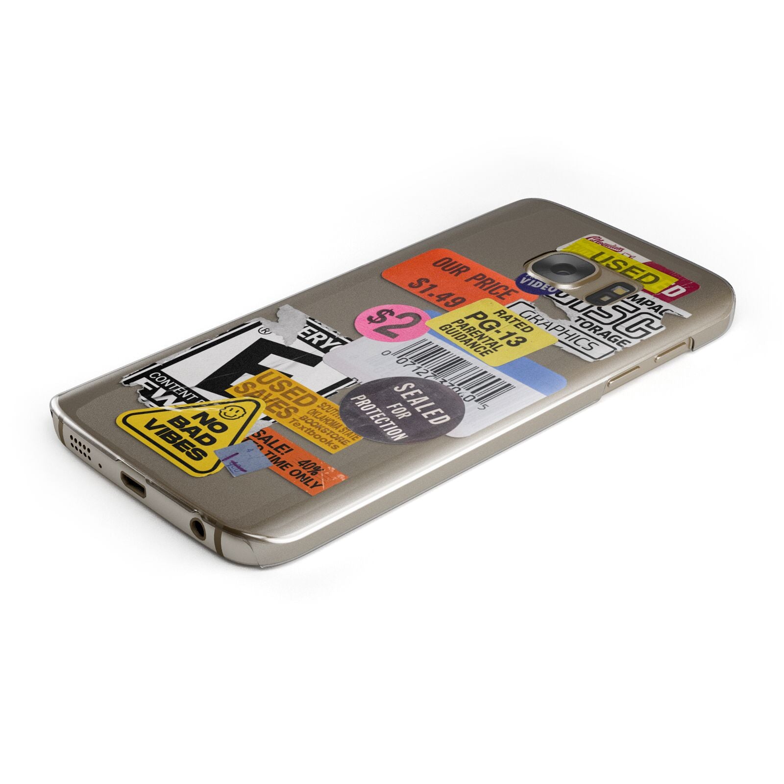 Vintage CD Stickers Protective Samsung Galaxy Case Angled Image