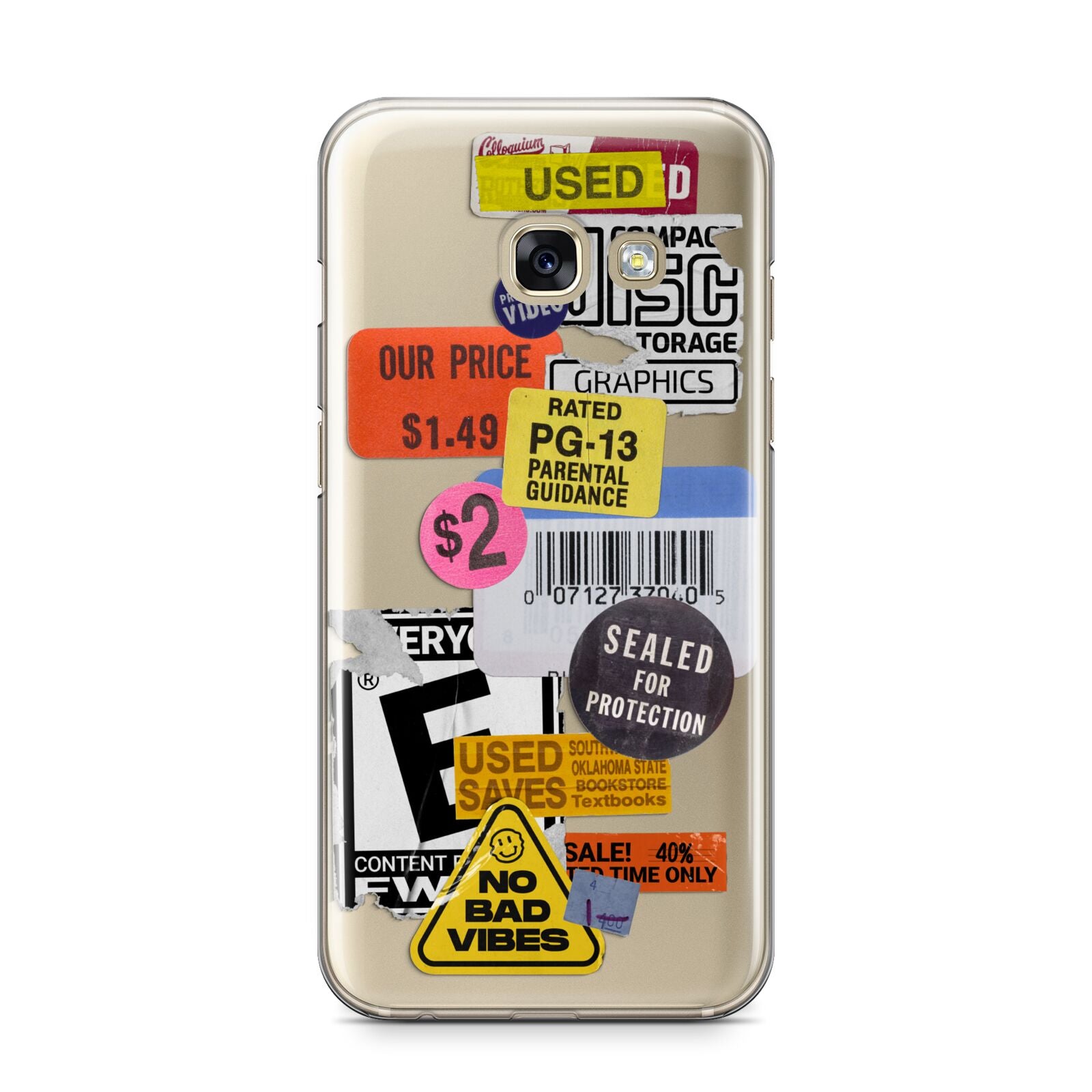 Vintage CD Stickers Samsung Galaxy A3 2017 Case on gold phone