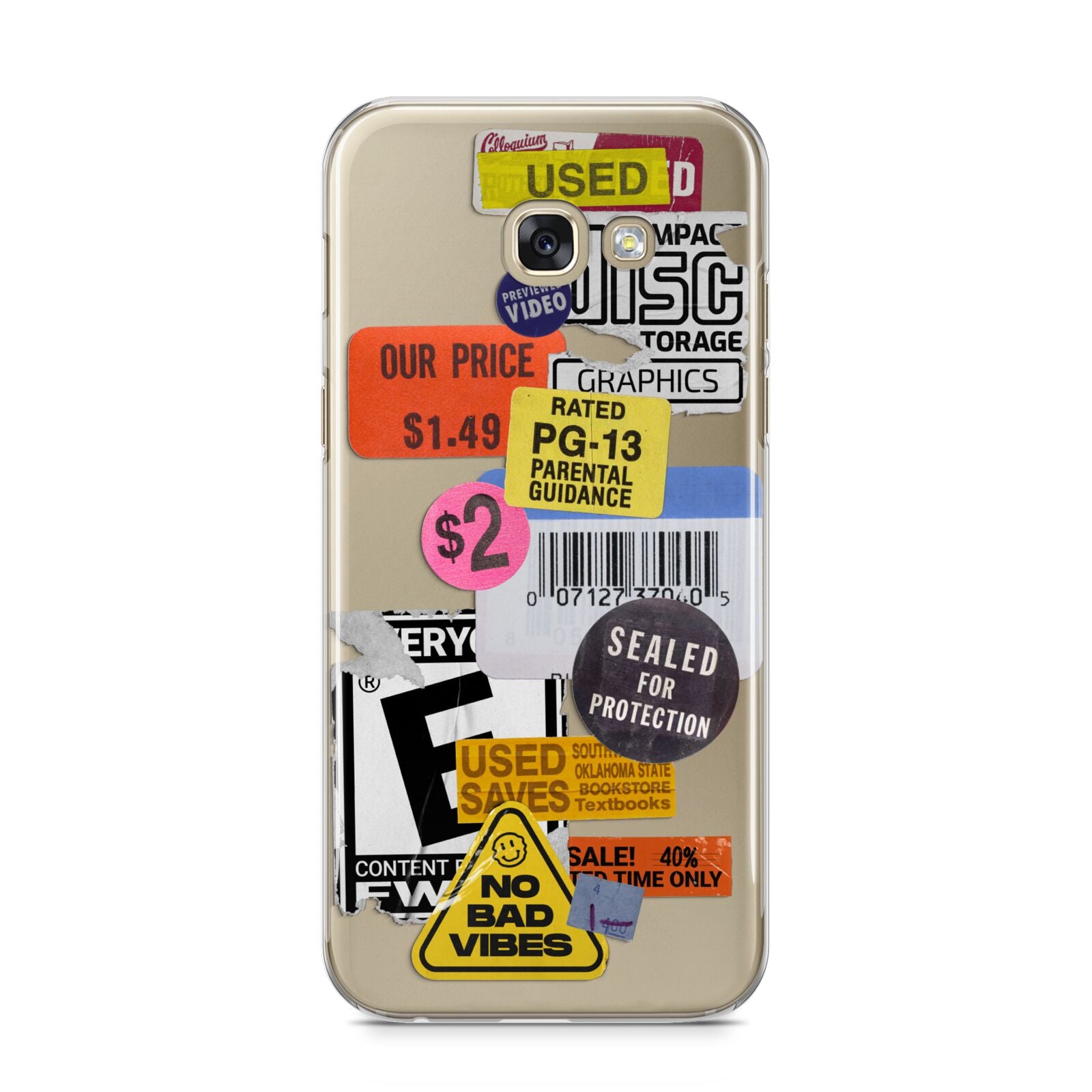 Vintage CD Stickers Samsung Galaxy A5 2017 Case on gold phone