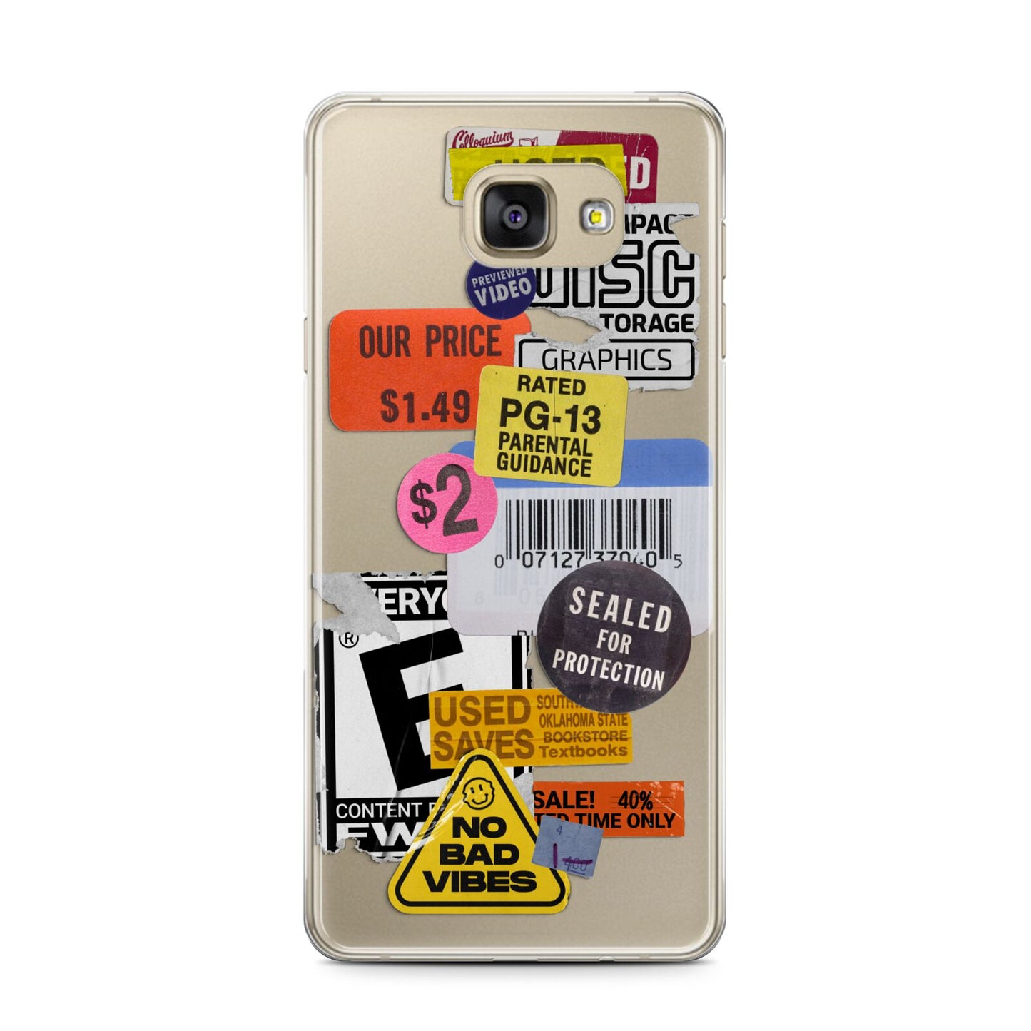 Vintage CD Stickers Samsung Galaxy A7 2016 Case on gold phone