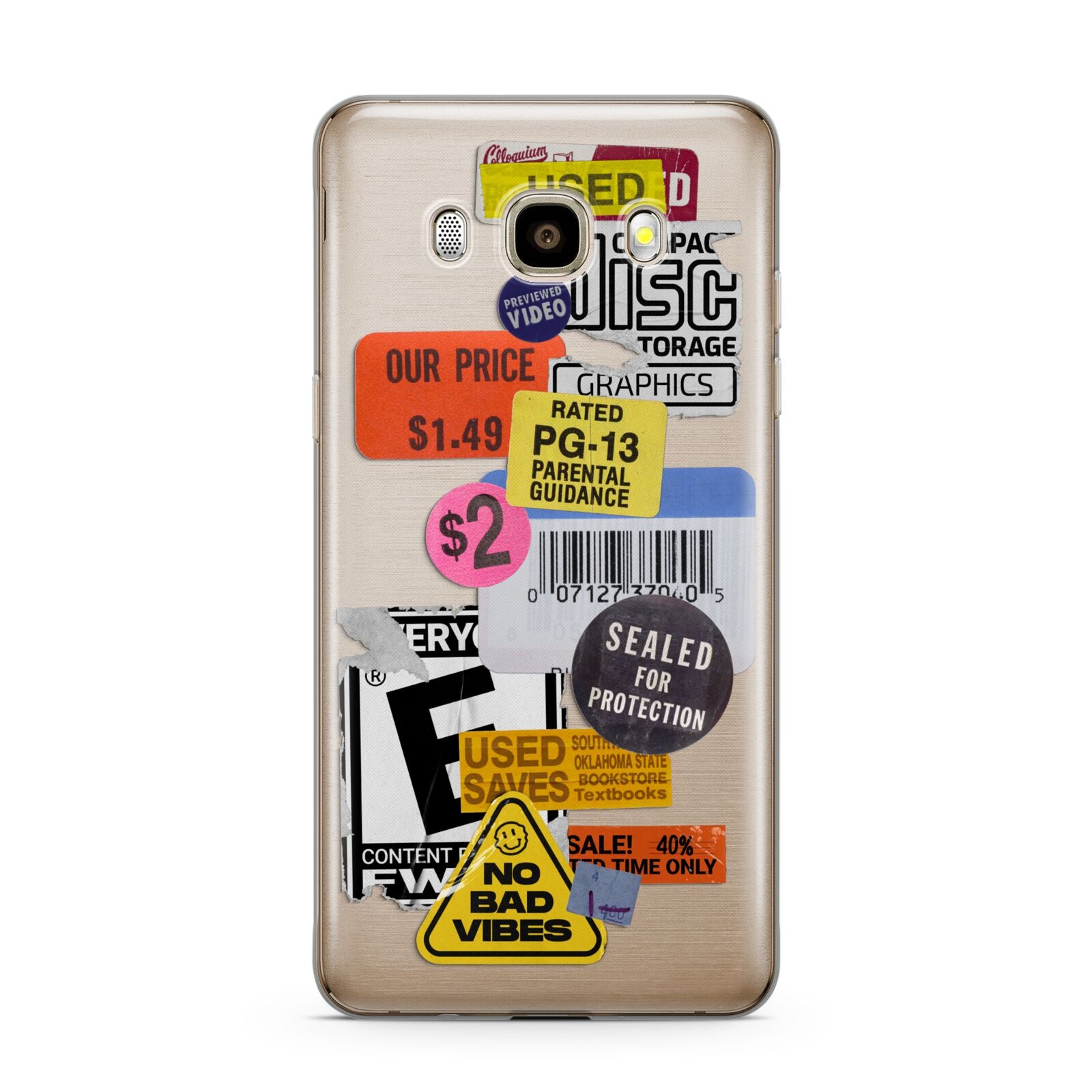 Vintage CD Stickers Samsung Galaxy J7 2016 Case on gold phone