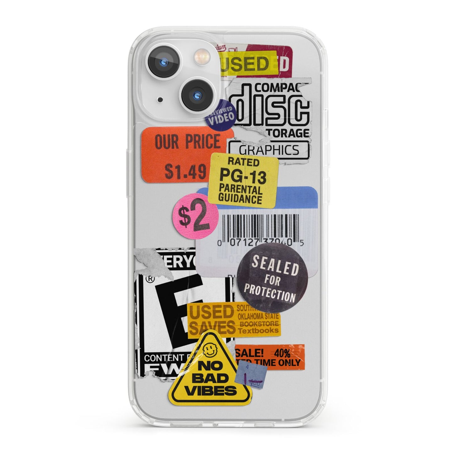 Vintage CD Stickers iPhone 13 Clear Bumper Case