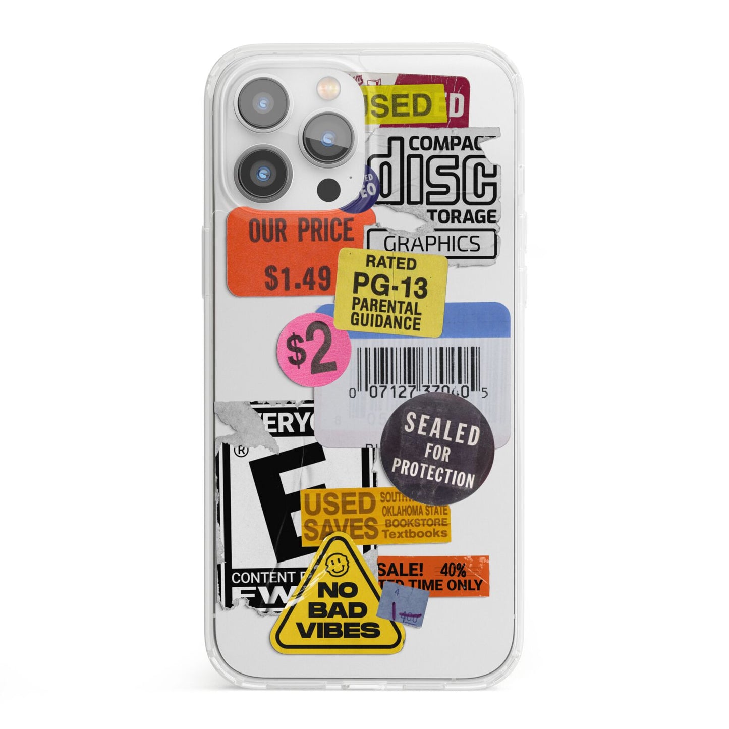 Vintage CD Stickers iPhone 13 Pro Max Clear Bumper Case