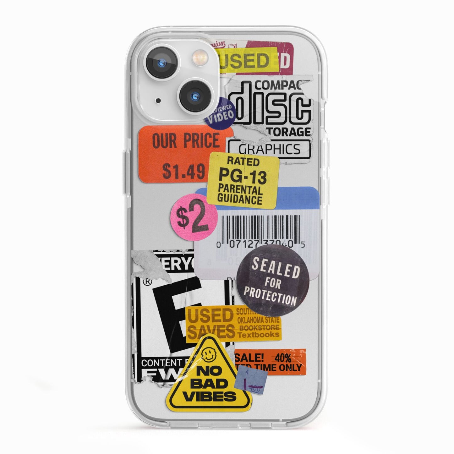 Vintage CD Stickers iPhone 13 TPU Impact Case with White Edges