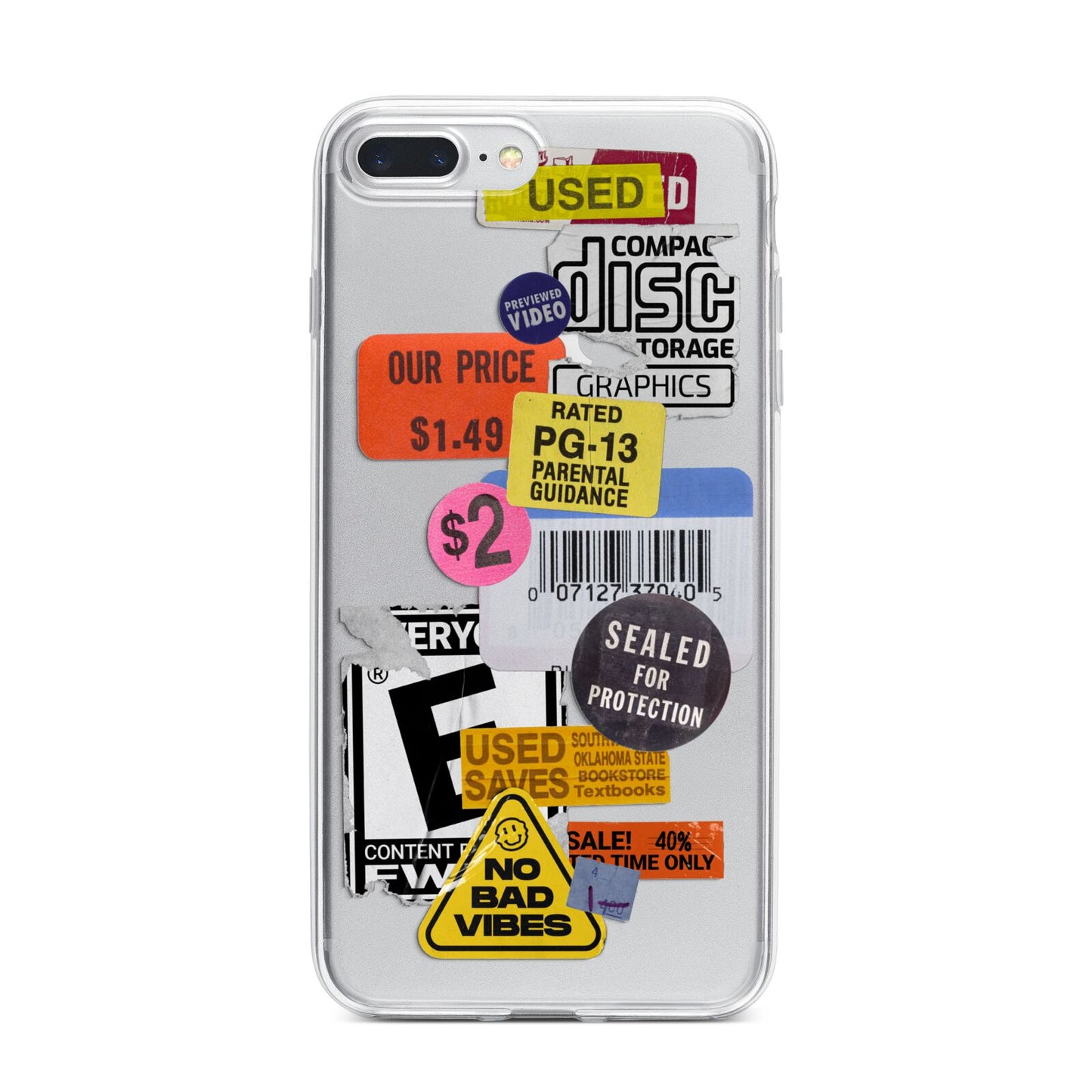 Vintage CD Stickers iPhone 7 Plus Bumper Case on Silver iPhone