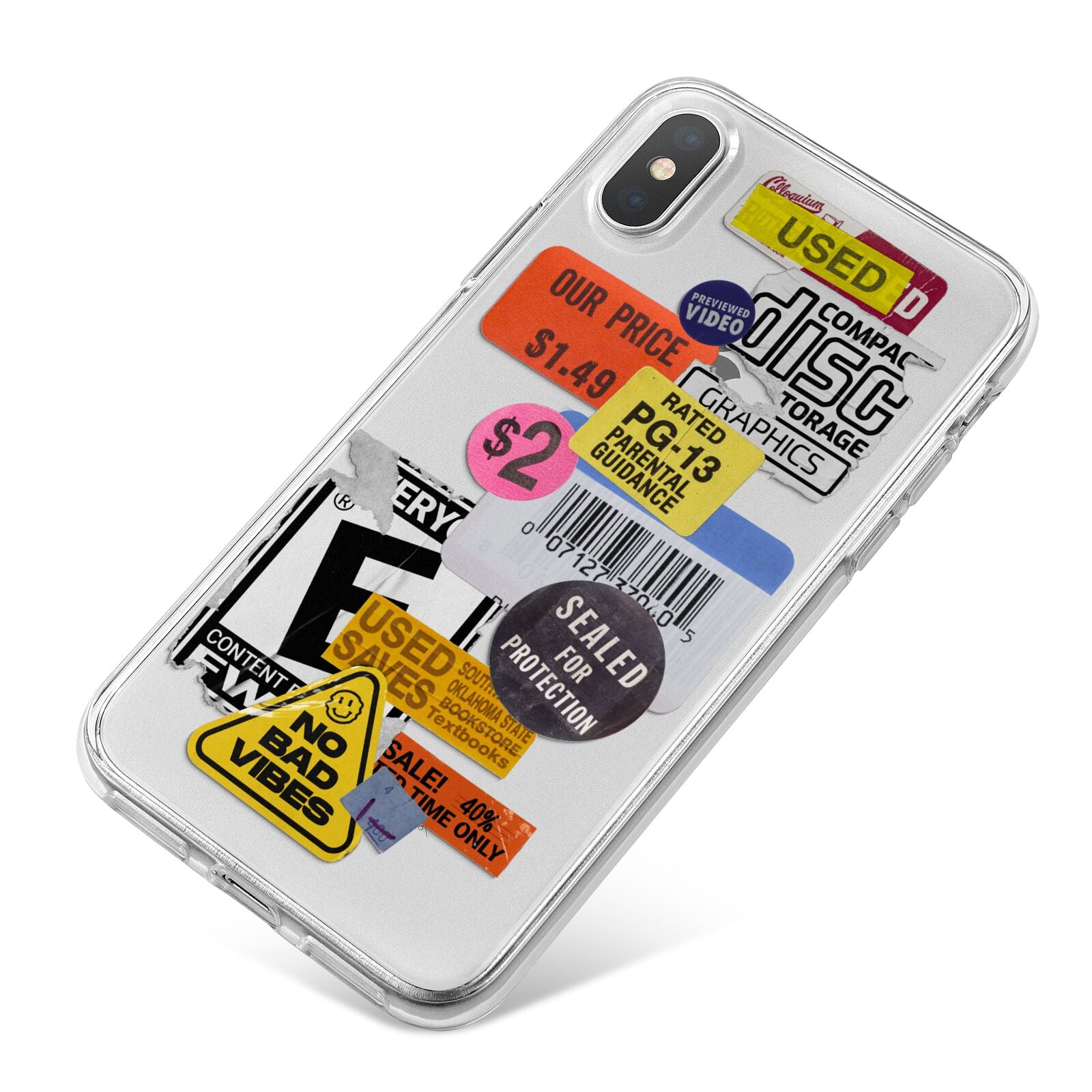 Vintage CD Stickers iPhone X Bumper Case on Silver iPhone