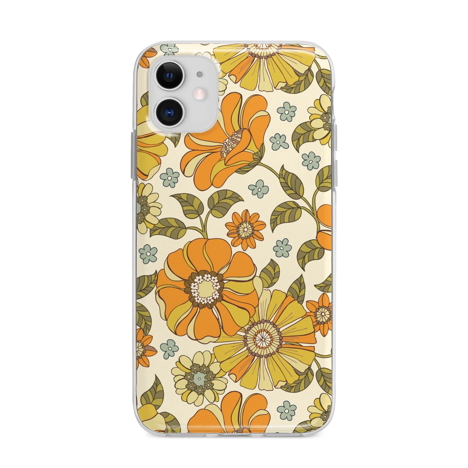 Vintage Floral Apple iPhone 11 in White with Bumper Case