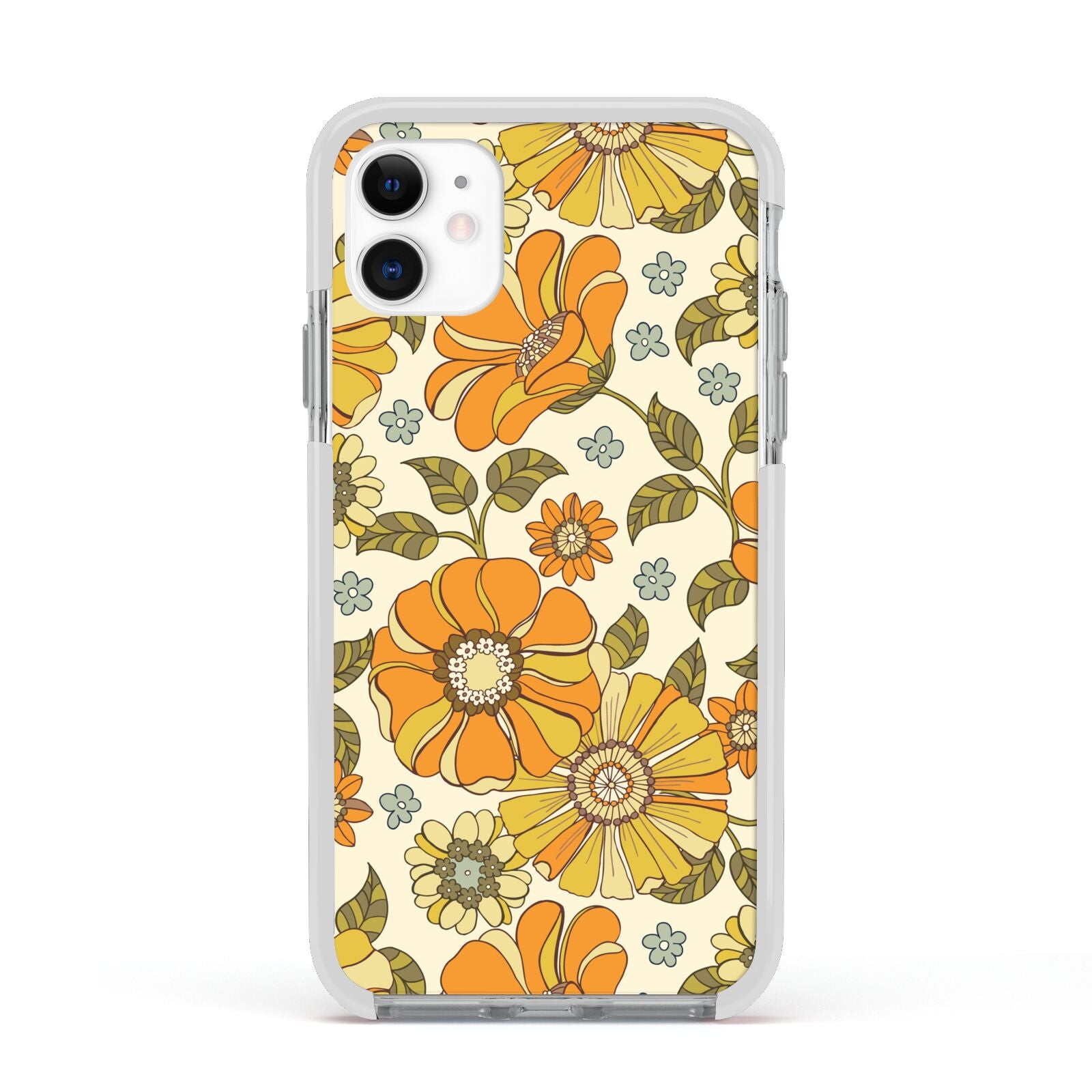 Vintage Floral Apple iPhone 11 in White with White Impact Case