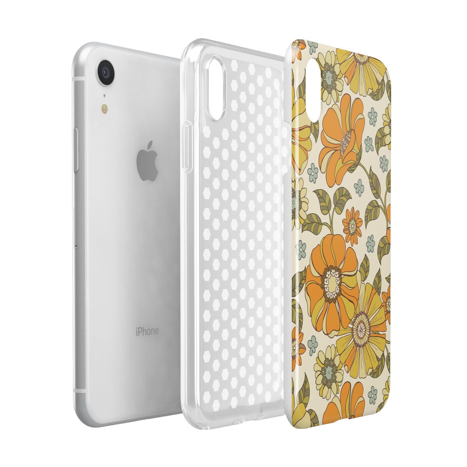 Vintage Floral Apple iPhone XR White 3D Tough Case Expanded view