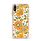 Vintage Floral Apple iPhone Xs Impact Case Pink Edge on Gold Phone